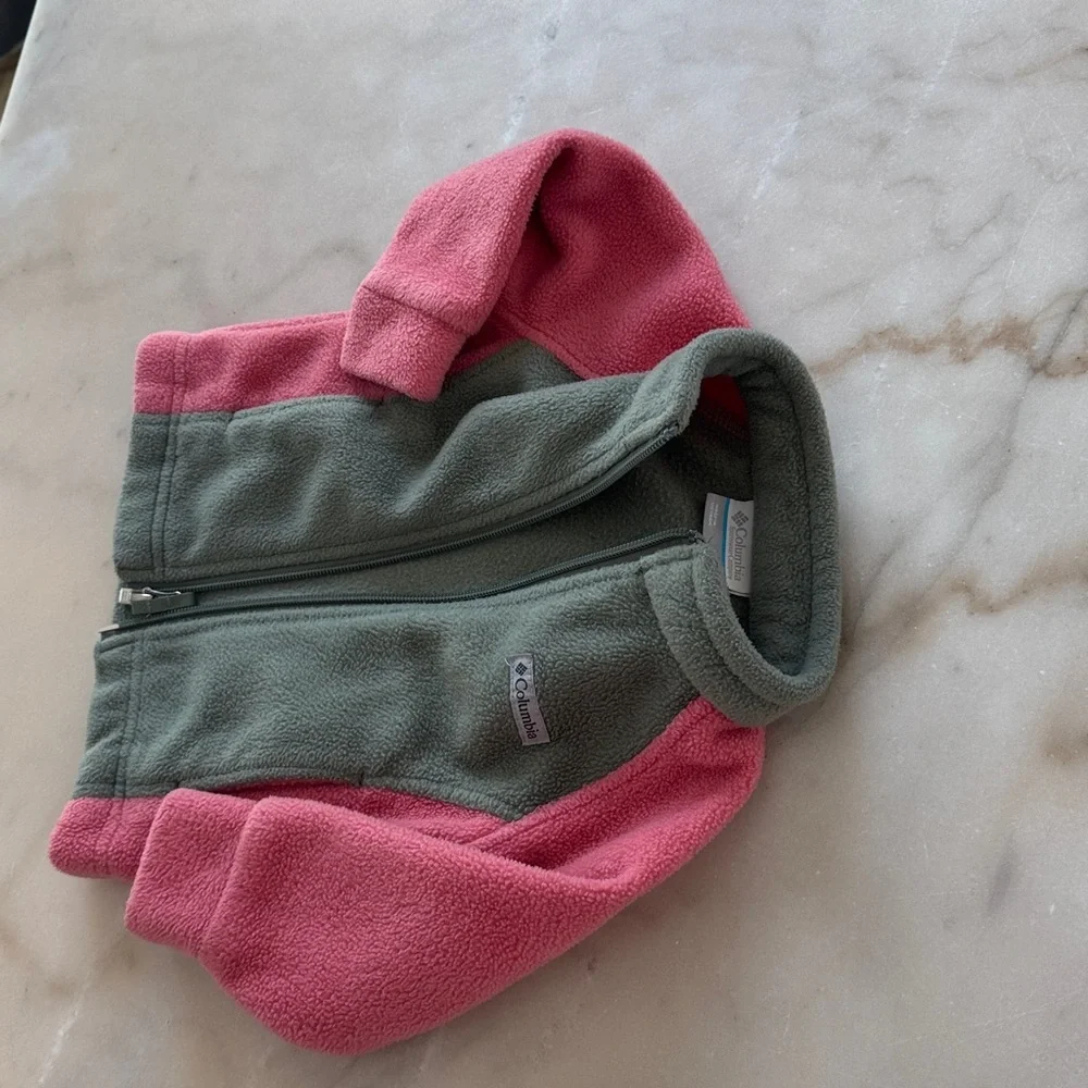 Columbia Baby Girls' Benton Springs Fleece Zip Jacket in Pink Green 6-12 Months - Picture 11 of 12